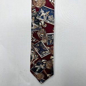 Andre Valetino Men’s Necktie 4" 100% Silk Baseball Maroon Blue Brown Beige Tie
